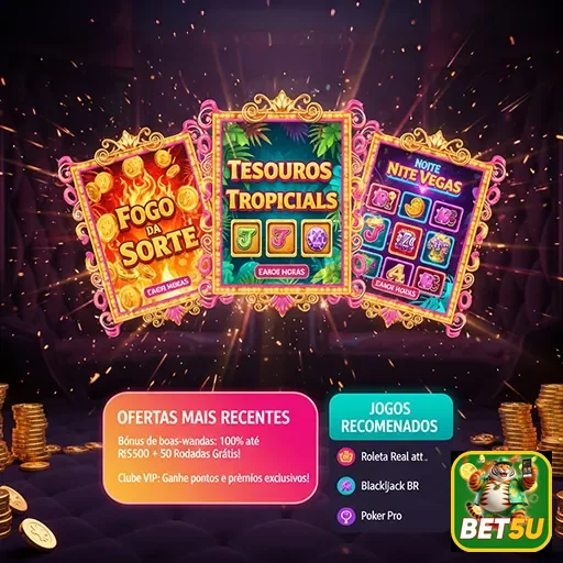 Imagem do jogo Fogo da Sorte no site bet5u, repleto de tesouros tropicais e atmosfera de Vegas.