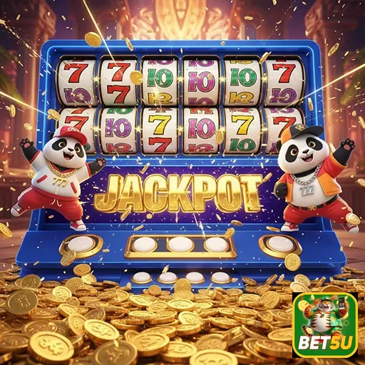 Imagem do jogo de slots Jackpot com pandas no site bet5u, destacando a diversão e prêmios.